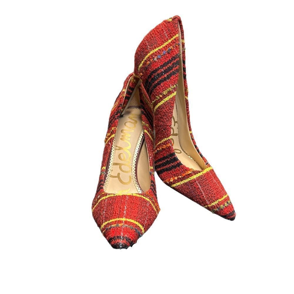 Sam Edelman Red Plaid Pointed Toe Heels